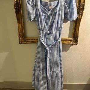 Cottage core gingham maxi dress with belt